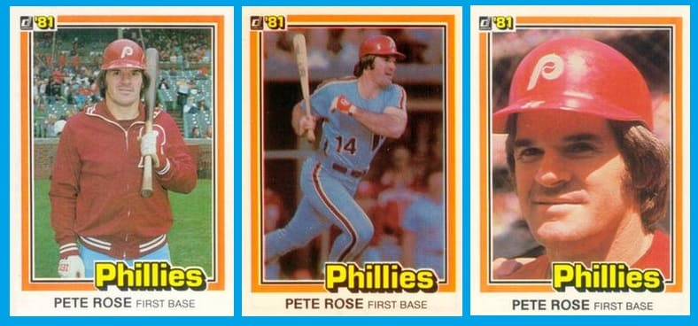 Three different 1981 Donruss Pete Rose cards