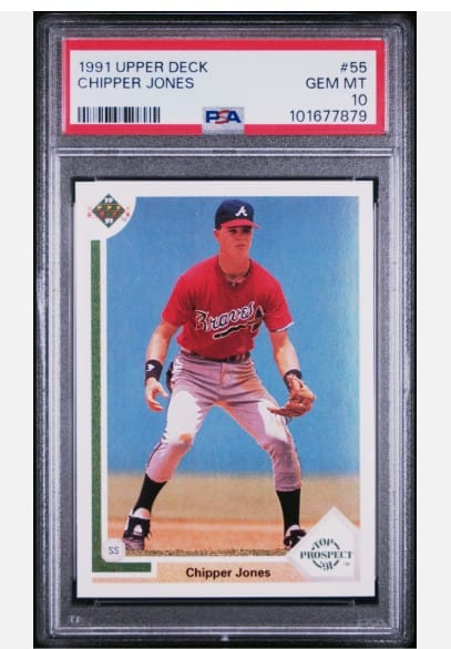 1991 Upper Deck Baseball - Chipper Jones - Card No. 55 - PSA 10
