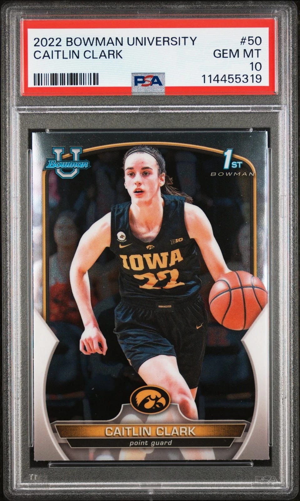 2022 Bowman Chrome University - Caitlin Clark (Card No. 50) - PSA 10