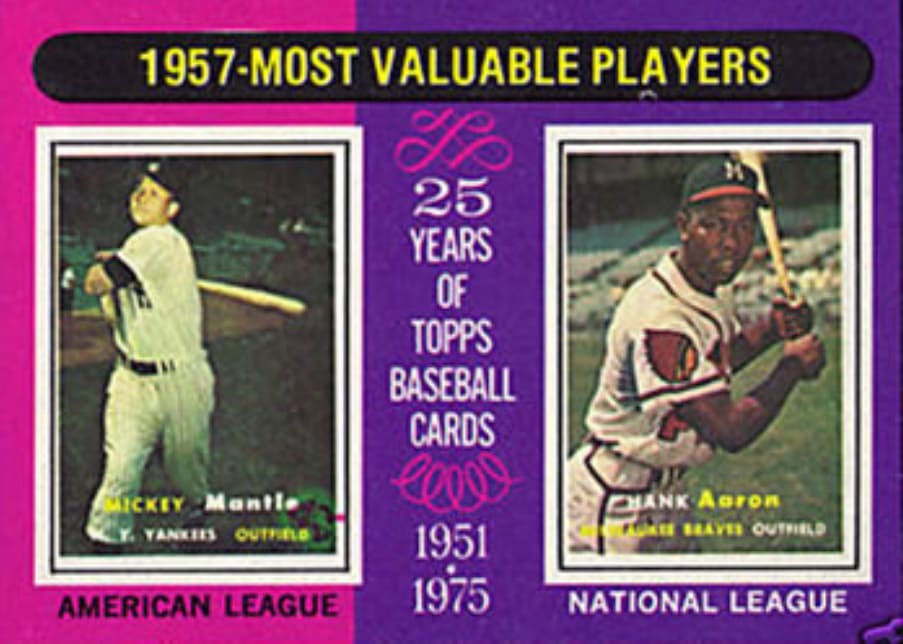 1975 Topps "1957 MVPs" Mickey Mantle/Hank Aaron