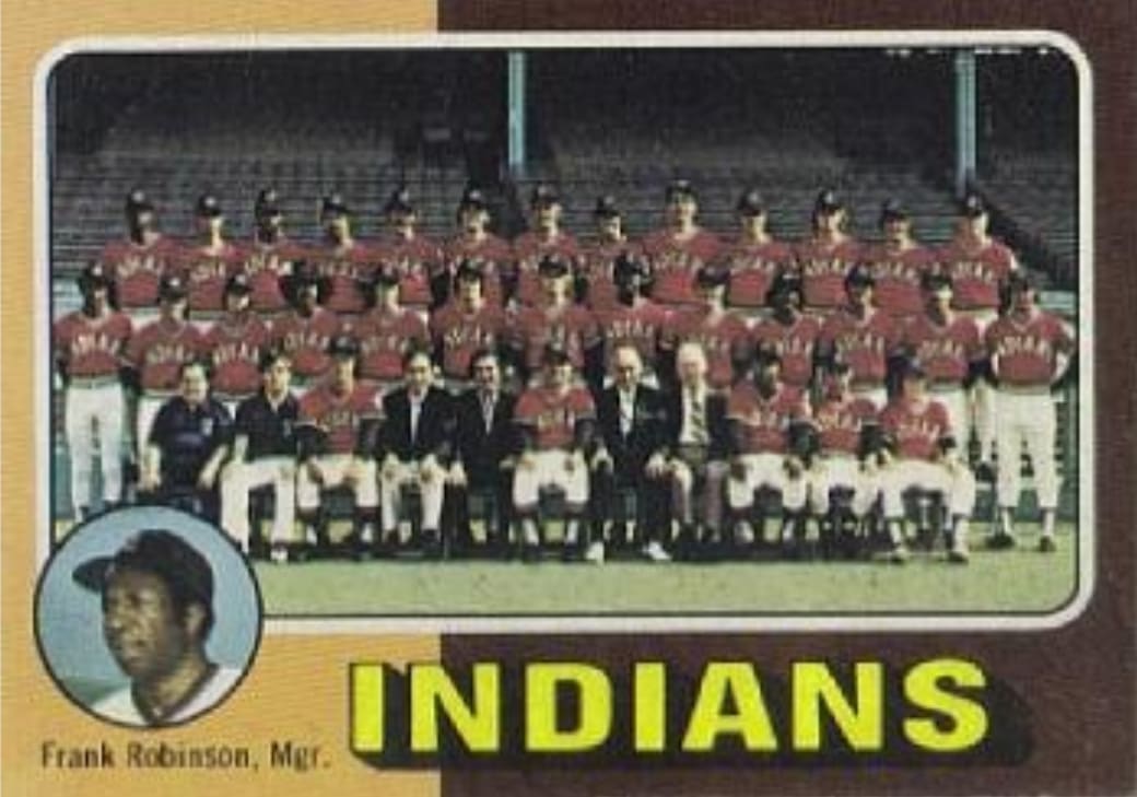 1975 Cleveland Indians Team Card featuring manager Frank Robinson