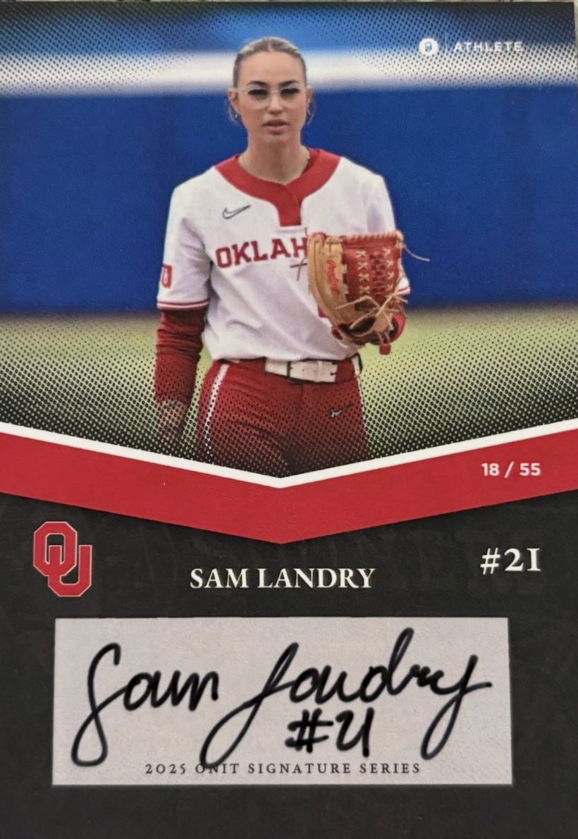Sam Landry 2025 Onit Athlete Oklahoma Sooners Softball Auto /55 