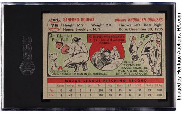 1956 Topps SGC 5 Cards of Clemente, Koufax & Mays All Perform Well