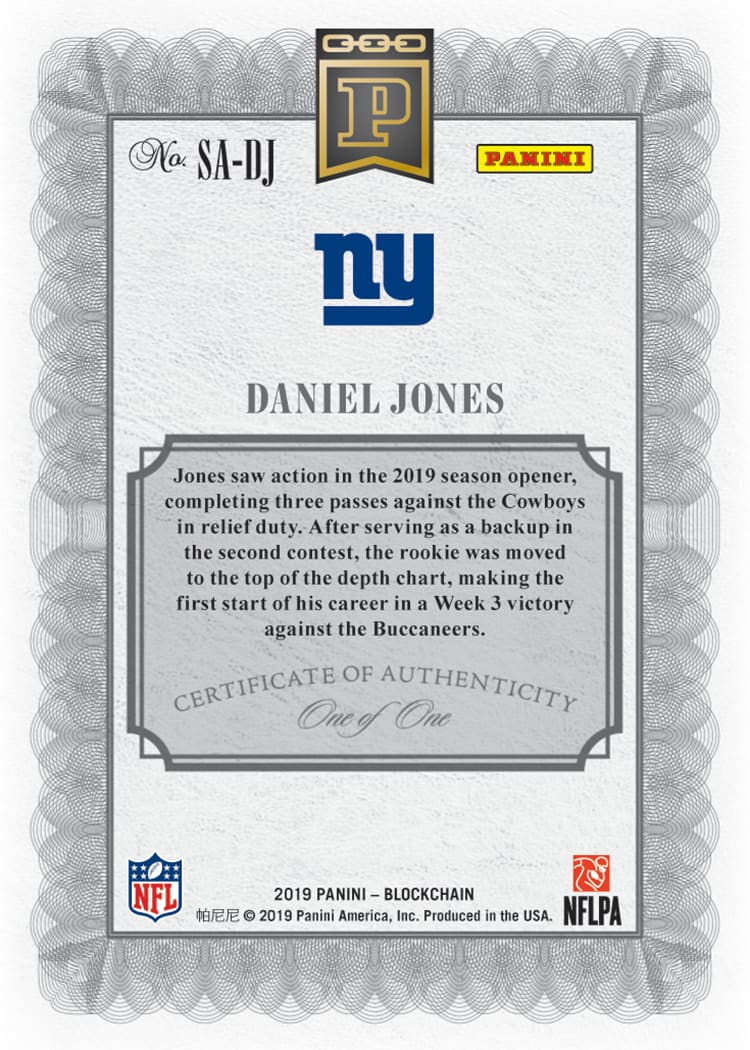 Daniel Jones National Treasures NFL カード Daniel Jones National Treasures NFL カード 2020 national