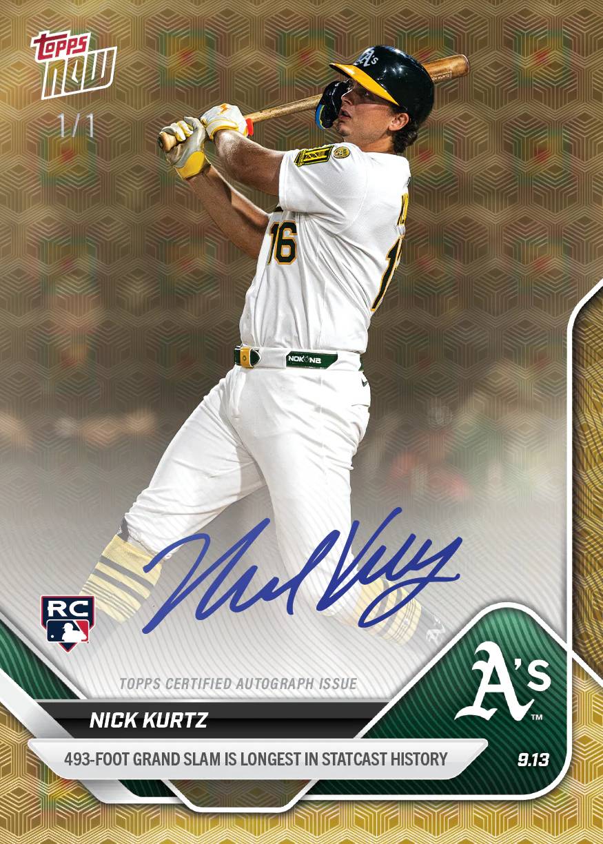 Nick Kurtz massive home run commemorated with a Topps Now card