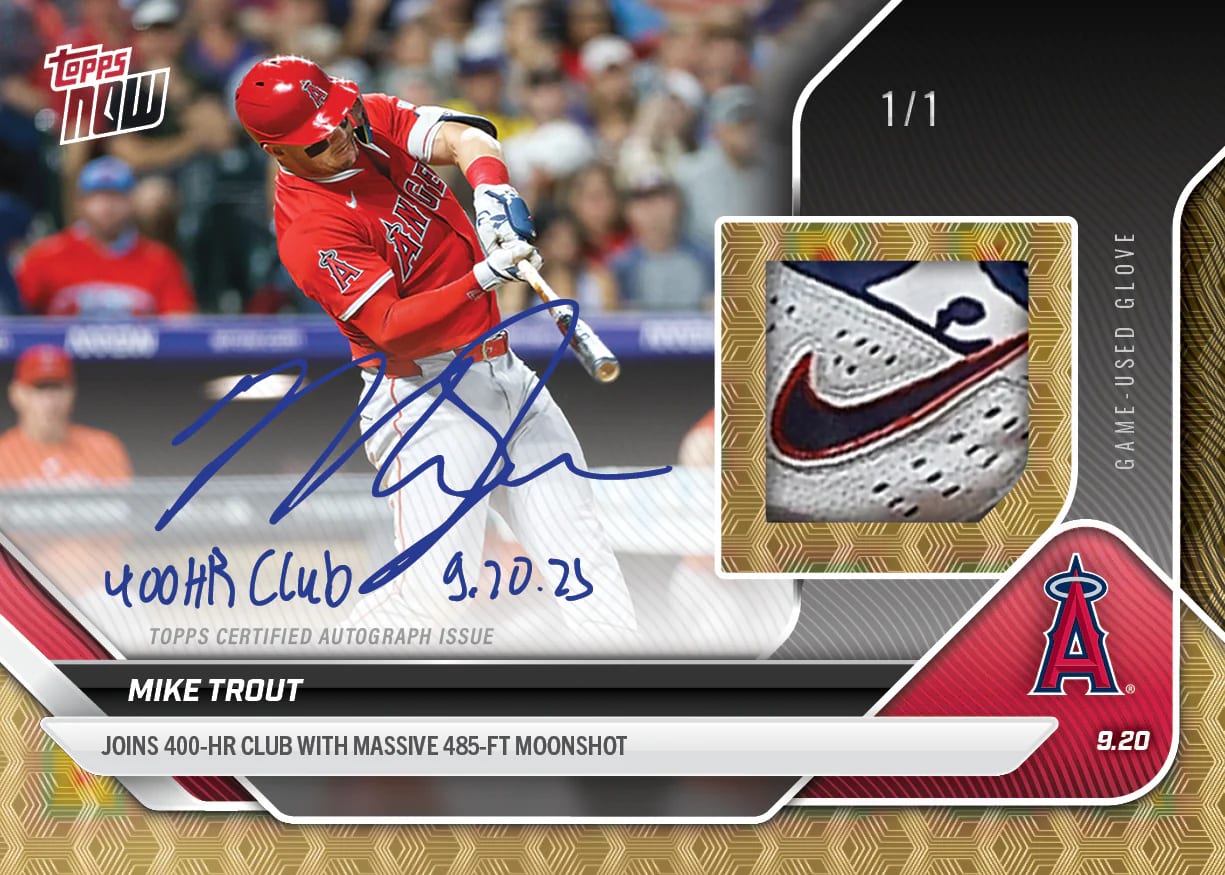 Mike Trout's 400th career home run celebrated with Topps Now card