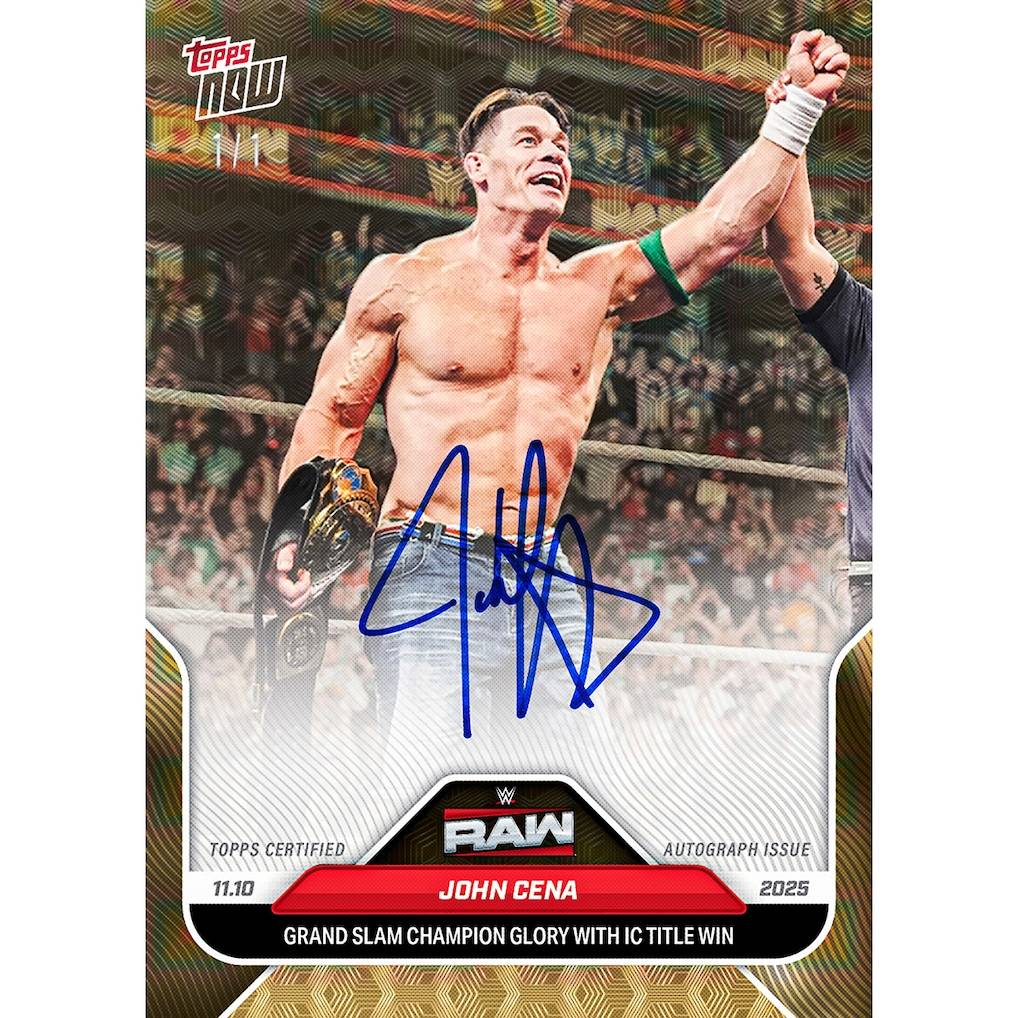 John Cena's historic Title win celebrated with a Topps Now Card John Cena's historic Title win celebrated with a Topps Now Card
