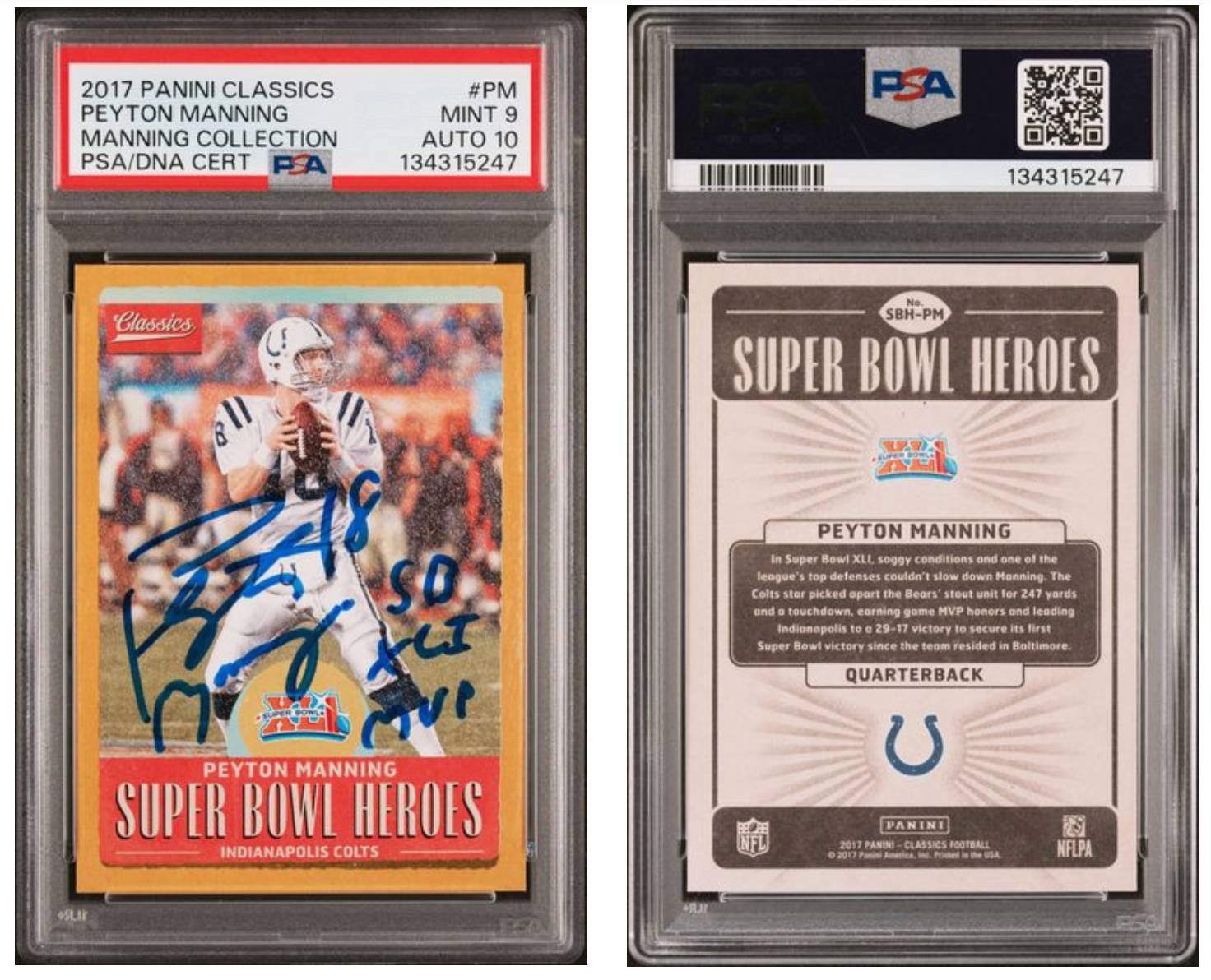 Brady, Peyton, and Eli Manning Selling Personal Cards In PSA's Super Bowl  Spotlight Auction