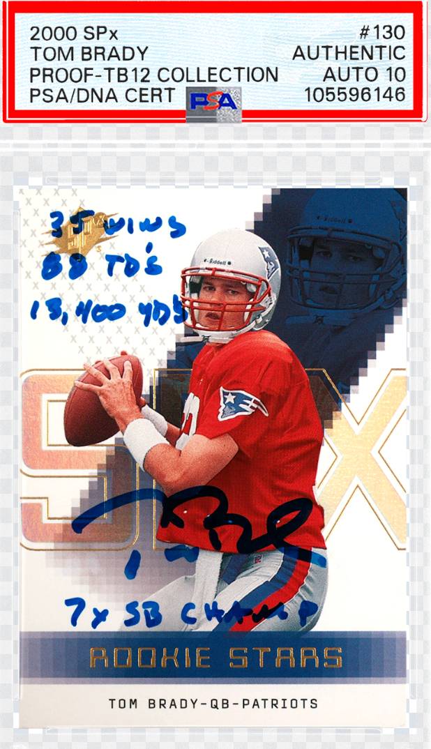 tom brady rare rookie card Tom Brady Autographed 2000 Fleer Metal Rookie Card #267 New England  Patriots BGS 9.5 Auto Grade Gem Mint 10 Beckett BAS #12973219