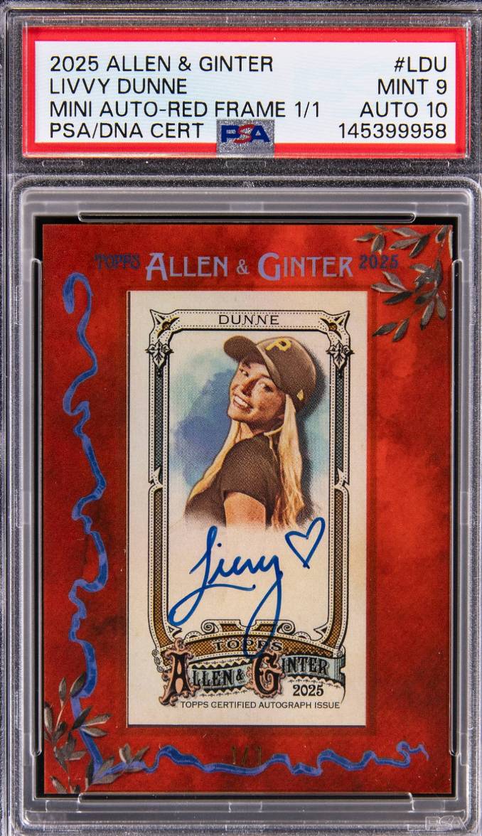 Griffin Dunne サインカード　1/1 Livvy Dunne 1/1 Auto Card Surges—Is Paul Skenes a Bidder?