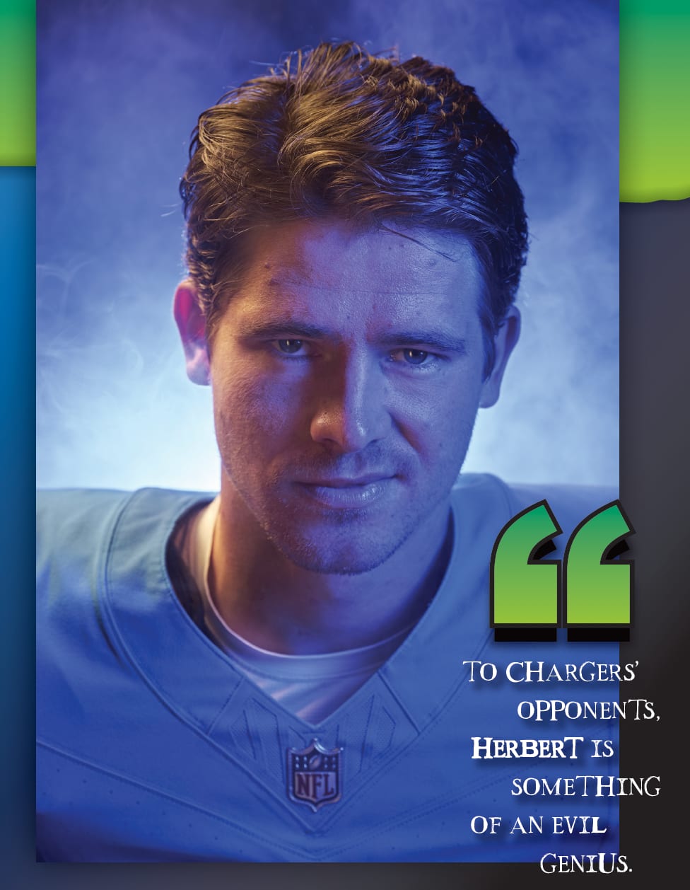 Justin Herbert head shot for Sept/Oct 2025 SIK