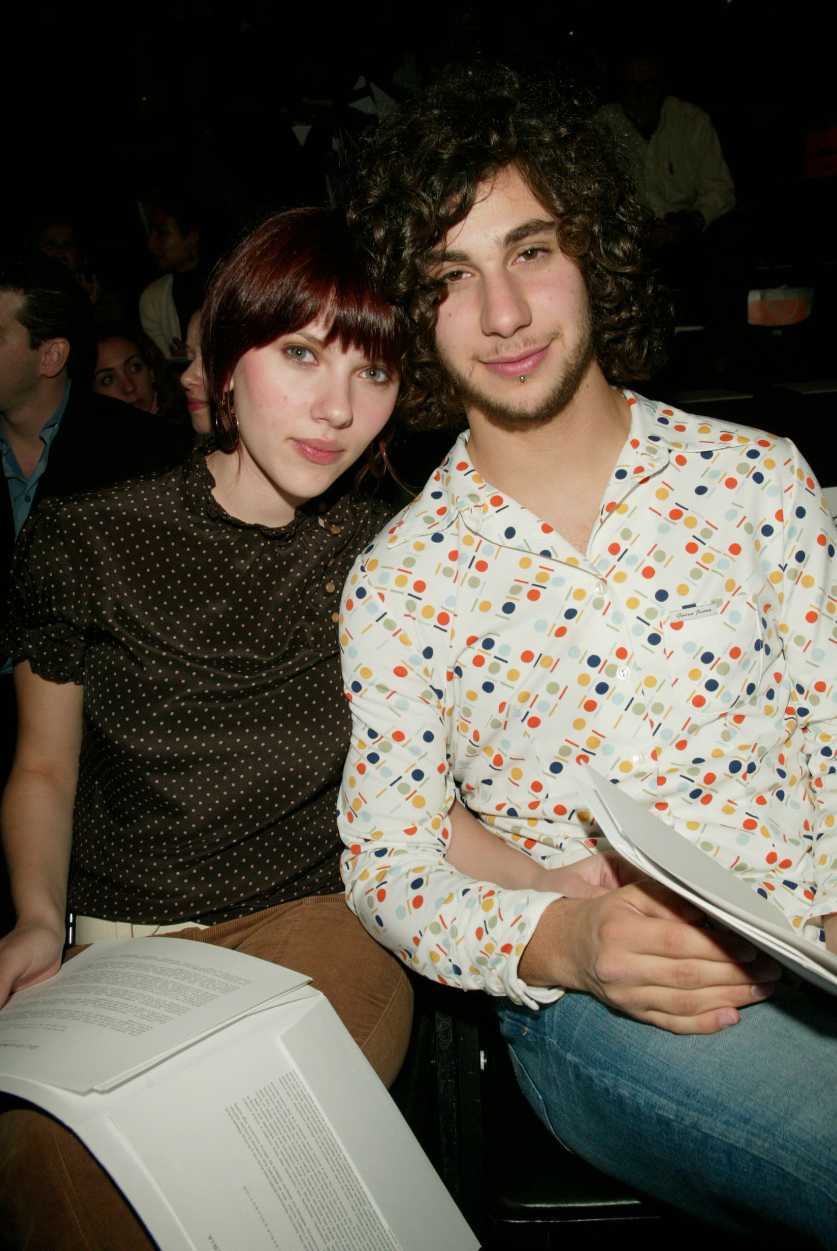 Scarlett Johansson and Jack Antonoff at the BCBG spring 2003 fashion show 