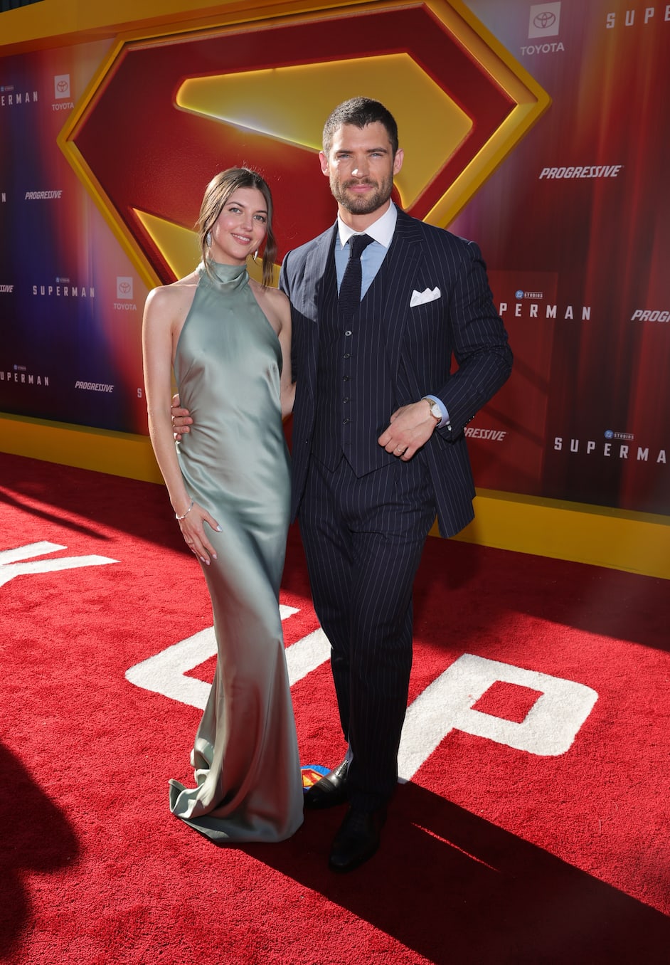 Julia Best Warner and David Corenswet at the ‘Superman’ premiere in Los Angeles, Calif.