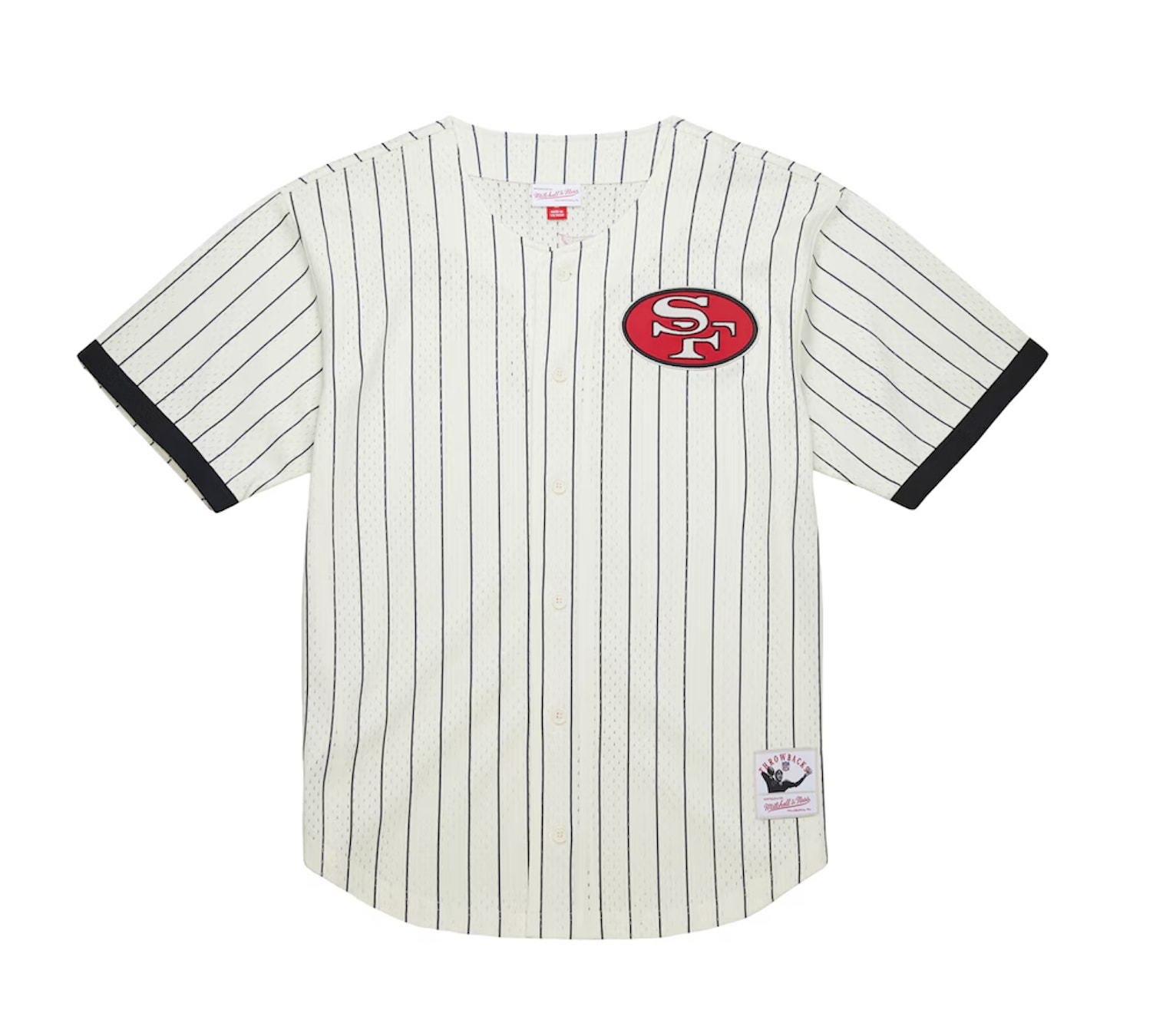 Men’s Mitchell & Ness Cream San Francisco 49ers Final Seconds Vintage Logo Mesh Button-Up Shirt