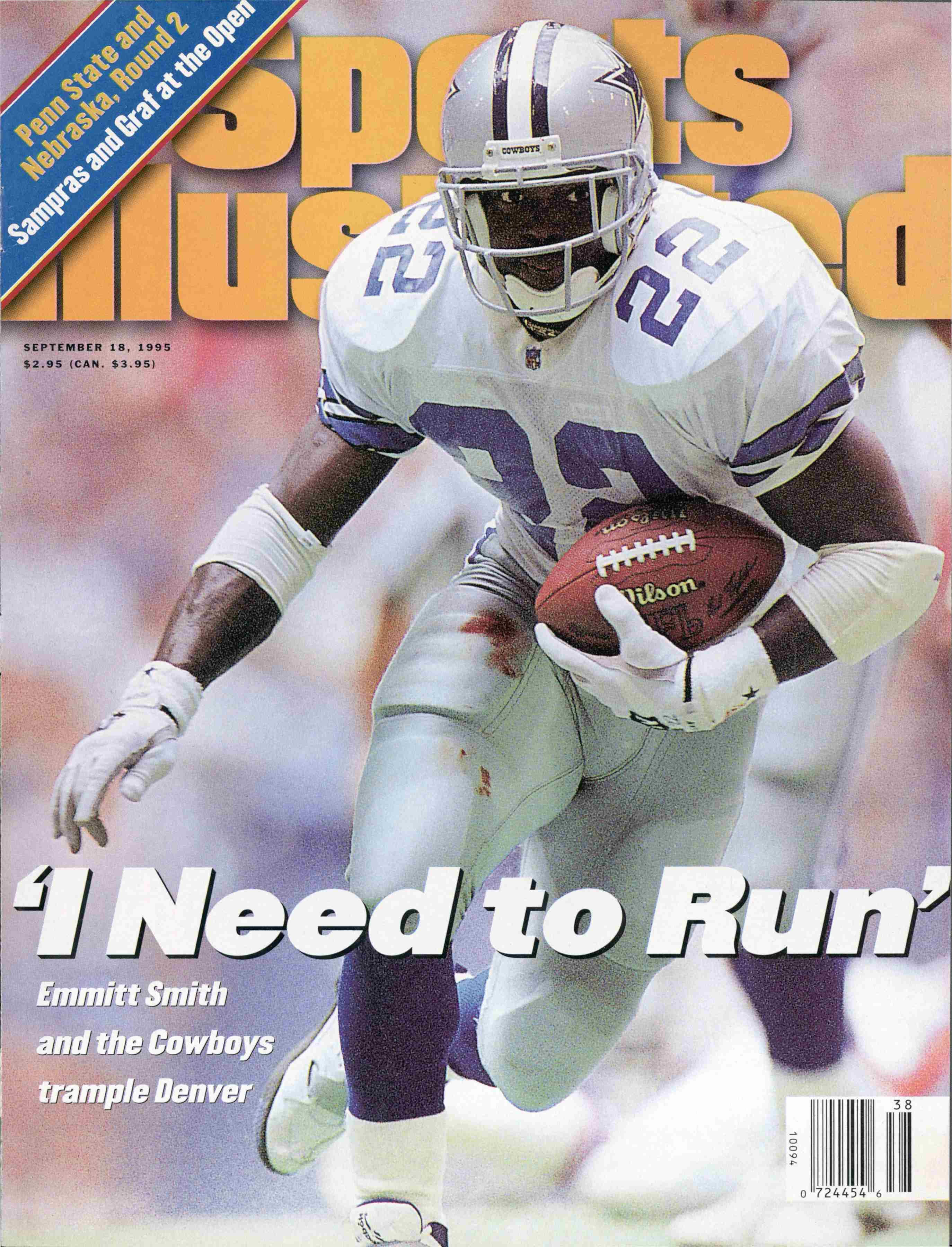 Portada del 18 de septiembre de 1995 de Sports Illustrated con Emmitt Smith, corredor de los Dallas Cowboys.
