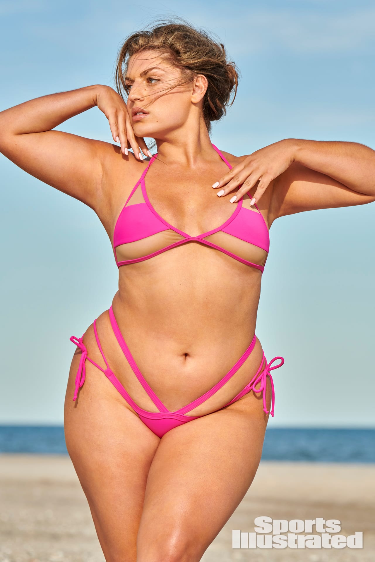 Gabriella Halikas posed in a bright pink two-piece swimsuit in Atlantic City, N.J. for her SI Swimsuit debut.