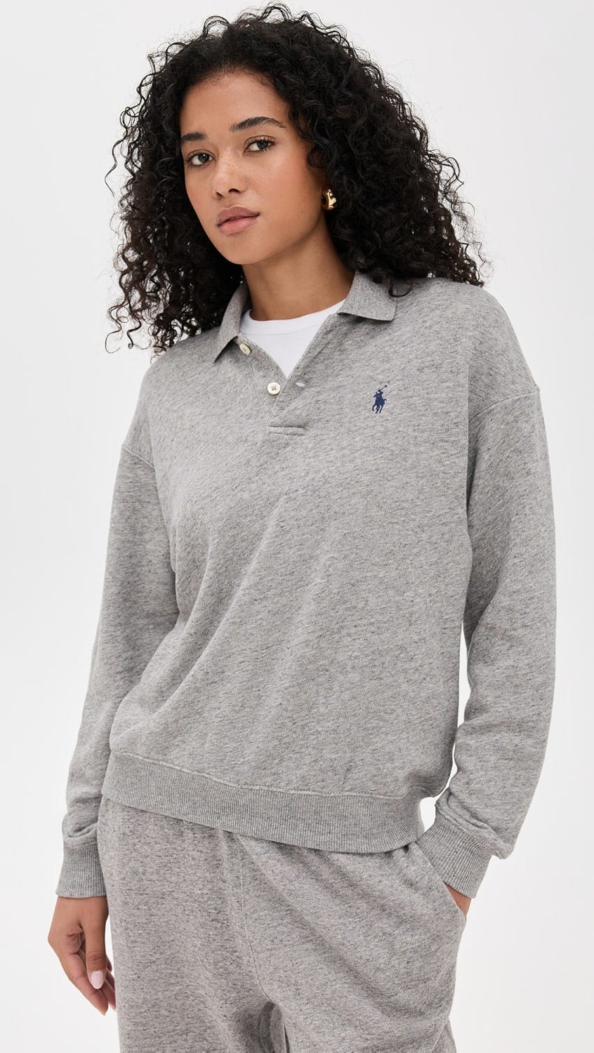 Polo collar sweatshirt