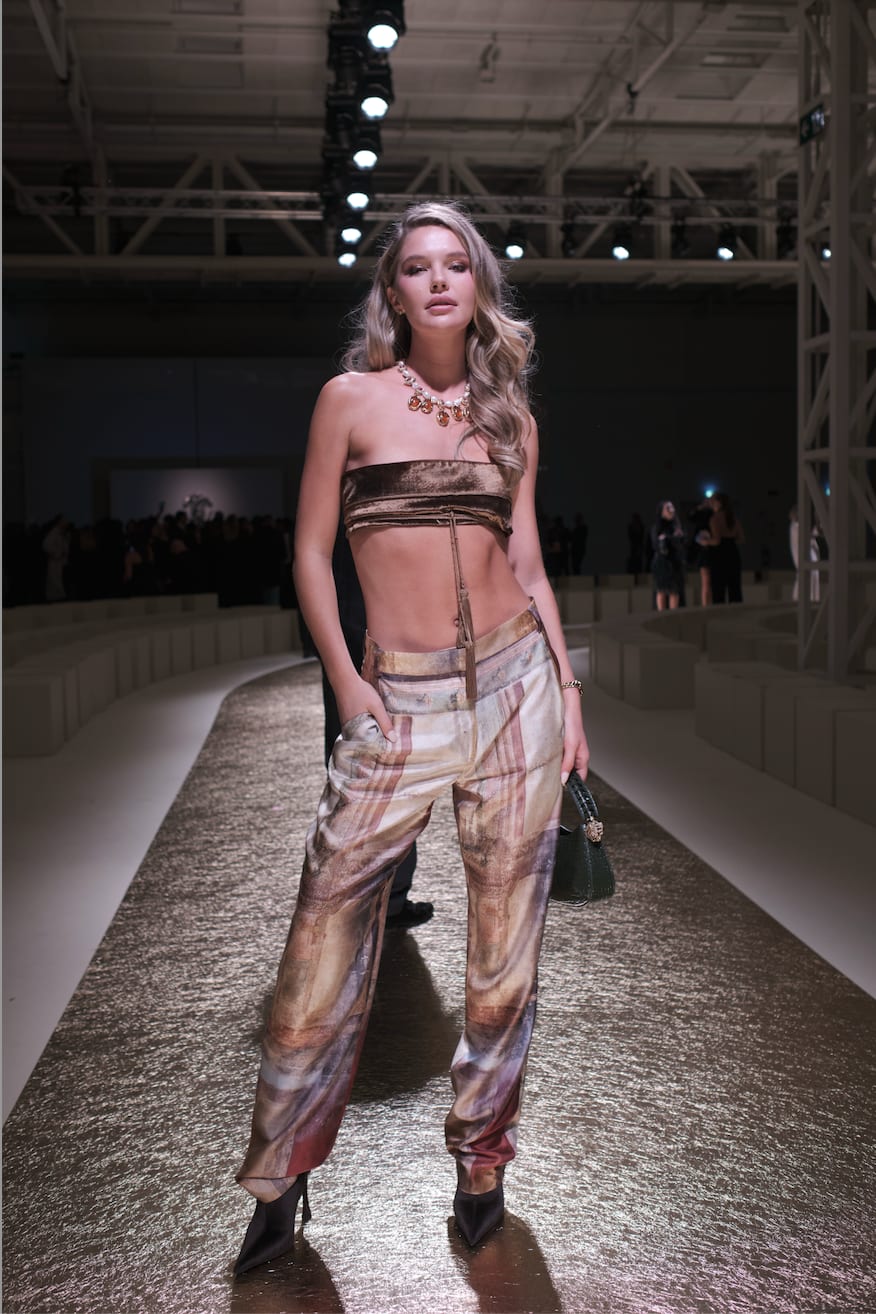 Ellie Thumann attends the Roberto Cavalli show during the Milan Womenswear Spring/Summer 2026