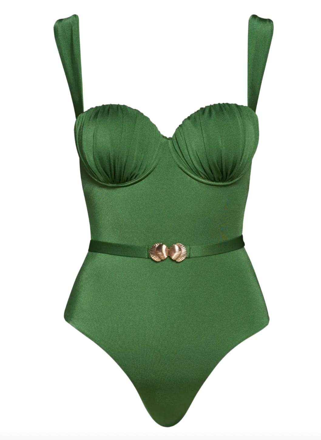 Green belted swimsuit