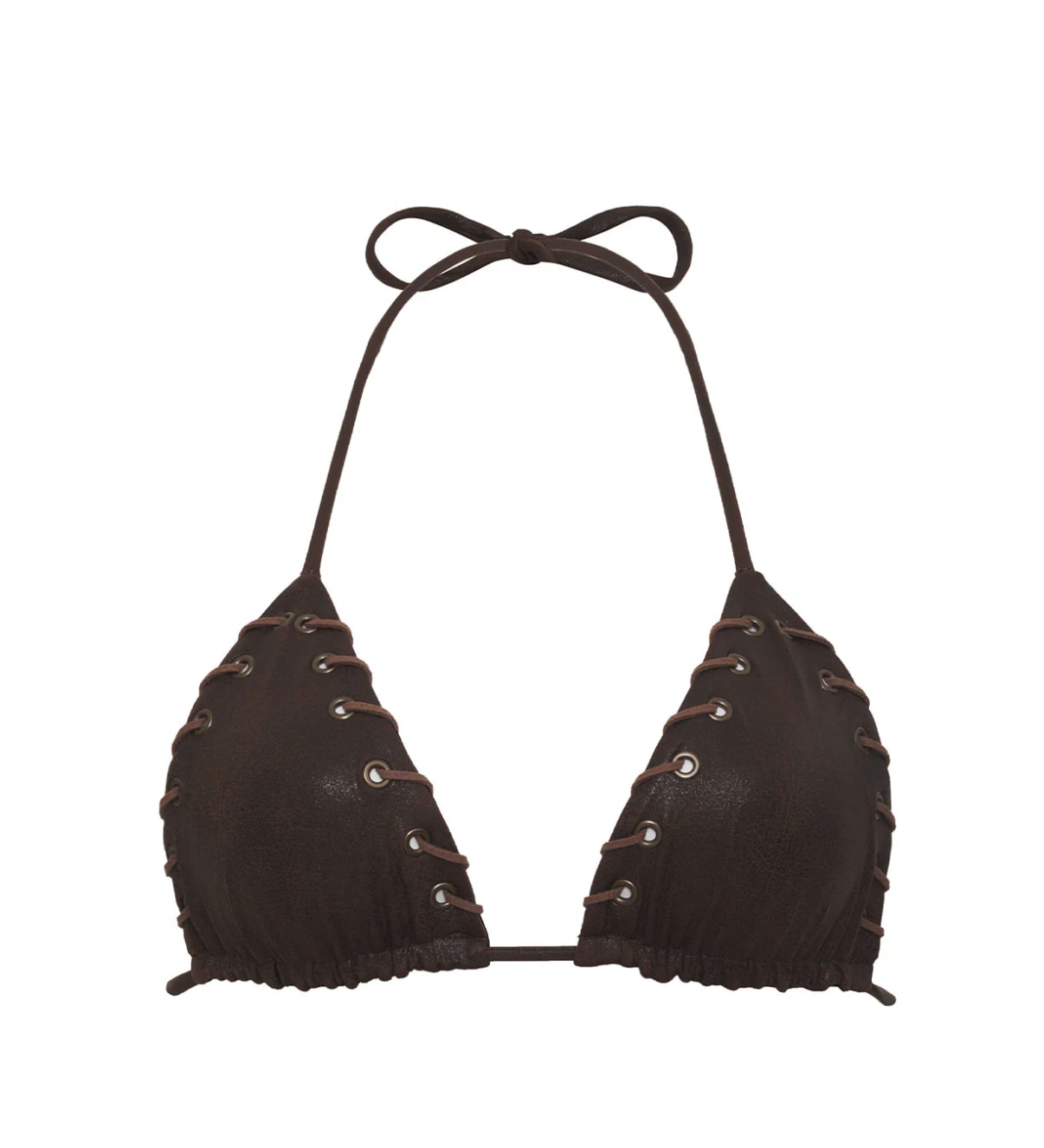 Tia Leather Look Triangle Bikini Top