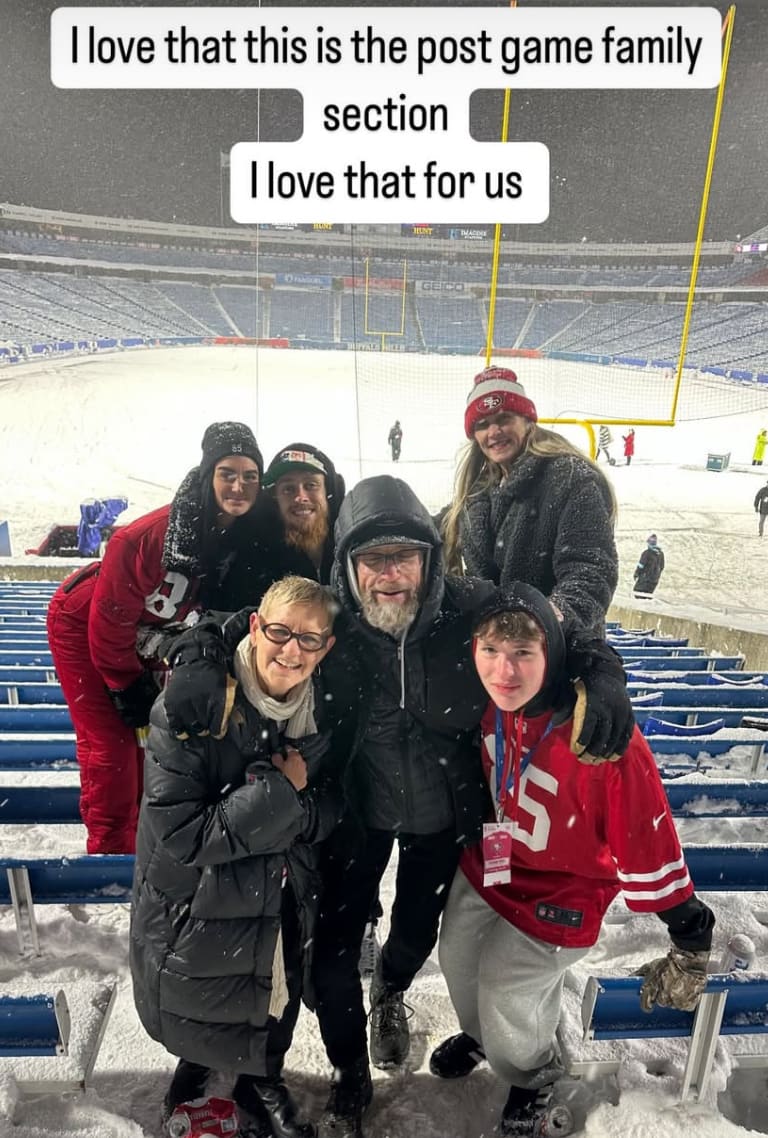 Claire Kittle’s snow fit with husband George a winner despite 49ers loss