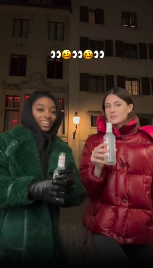 Simone Biles chugging Smirnoff