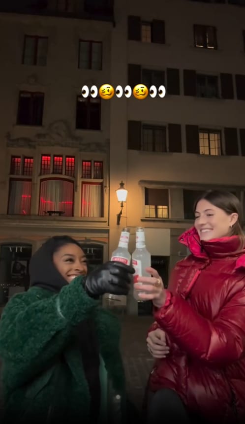 Another angle of Simone Biles chugging Smirnoff