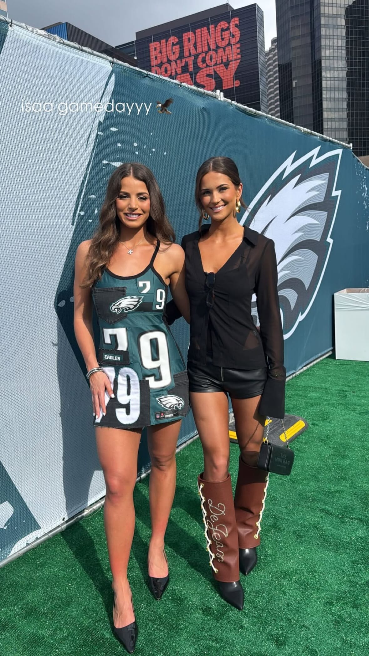 Cooper DeJean's gf Steph Wilfawn stuns in custom knee-high boots, sheer top