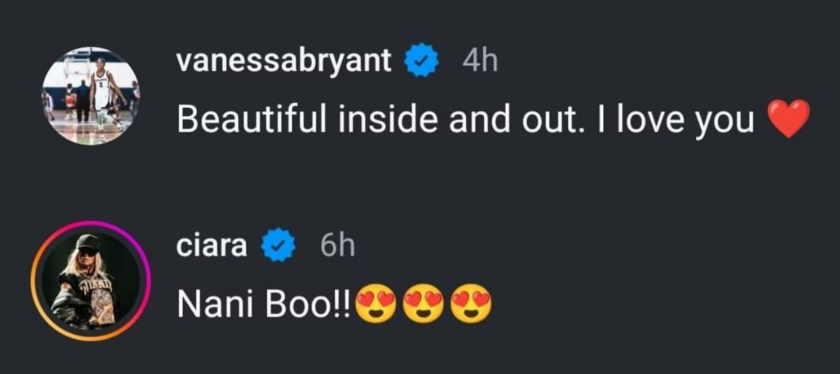 Vanessa Bryant and Ciara comment on Natalia's Oscar look