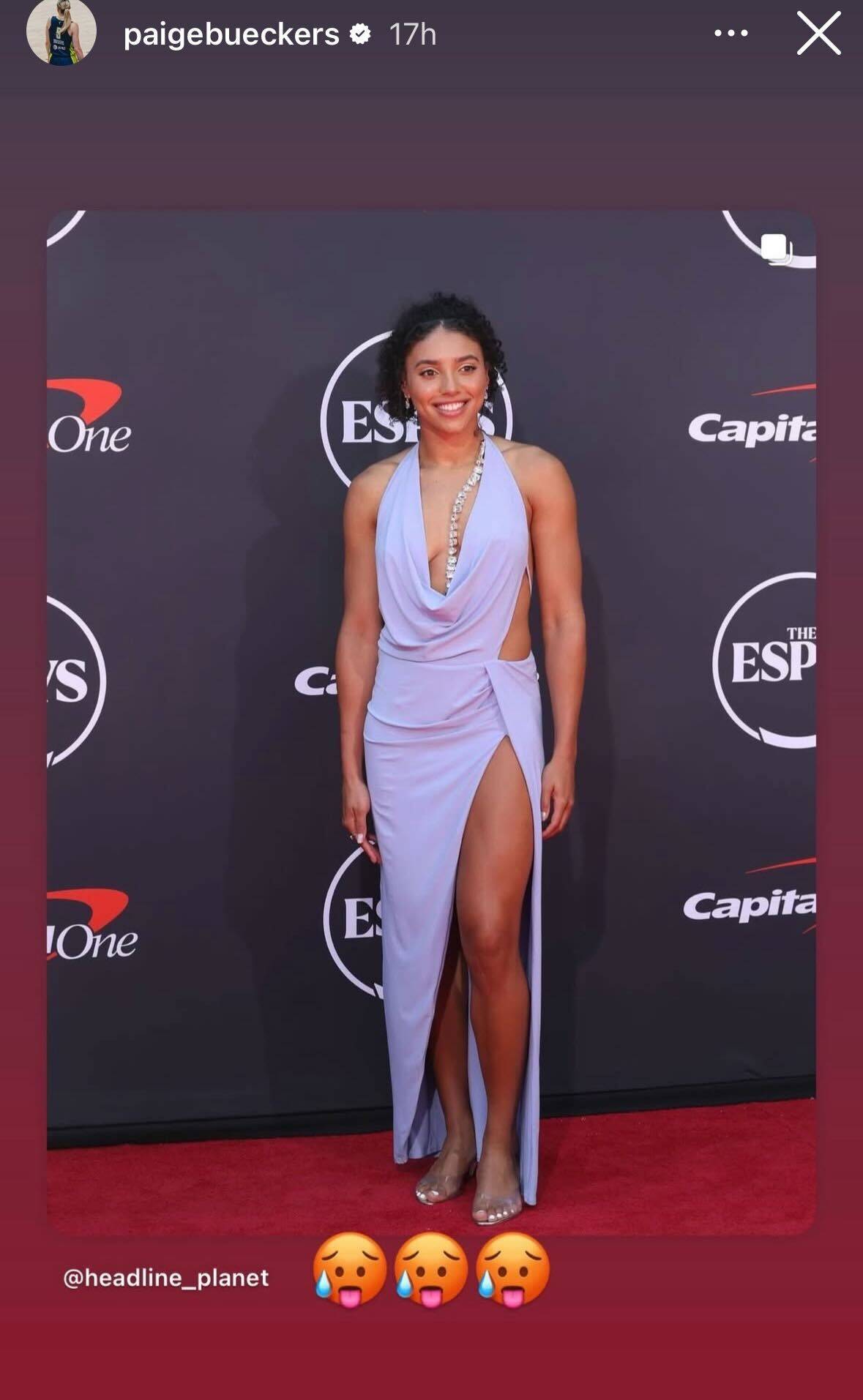 sachin and babi light blue dress For Paige Bueckers, Beauty Scores on and off the Court