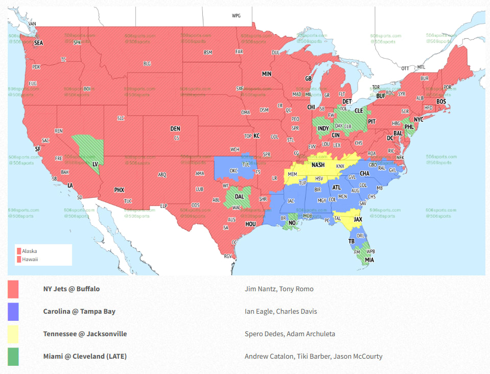 NFL Coverage Map Week 17 - Single Game CBS