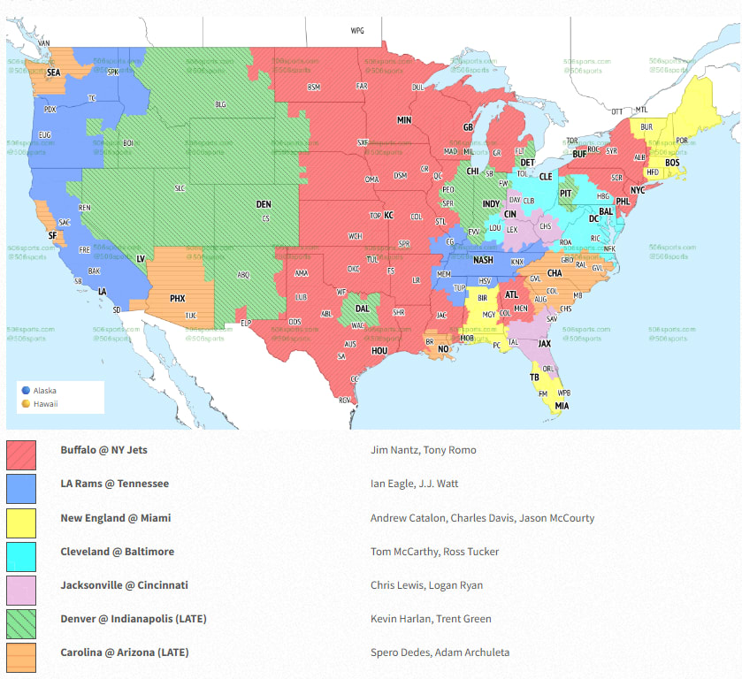 NFL Week 2 coverage map - CBS Single game