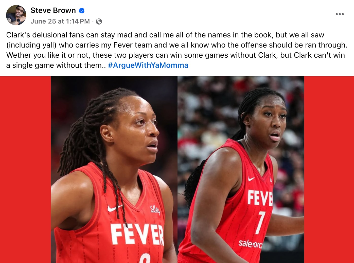 Facebook user Steve Brown's June 25 post. Facebook user Steve Brown's June 25 post.