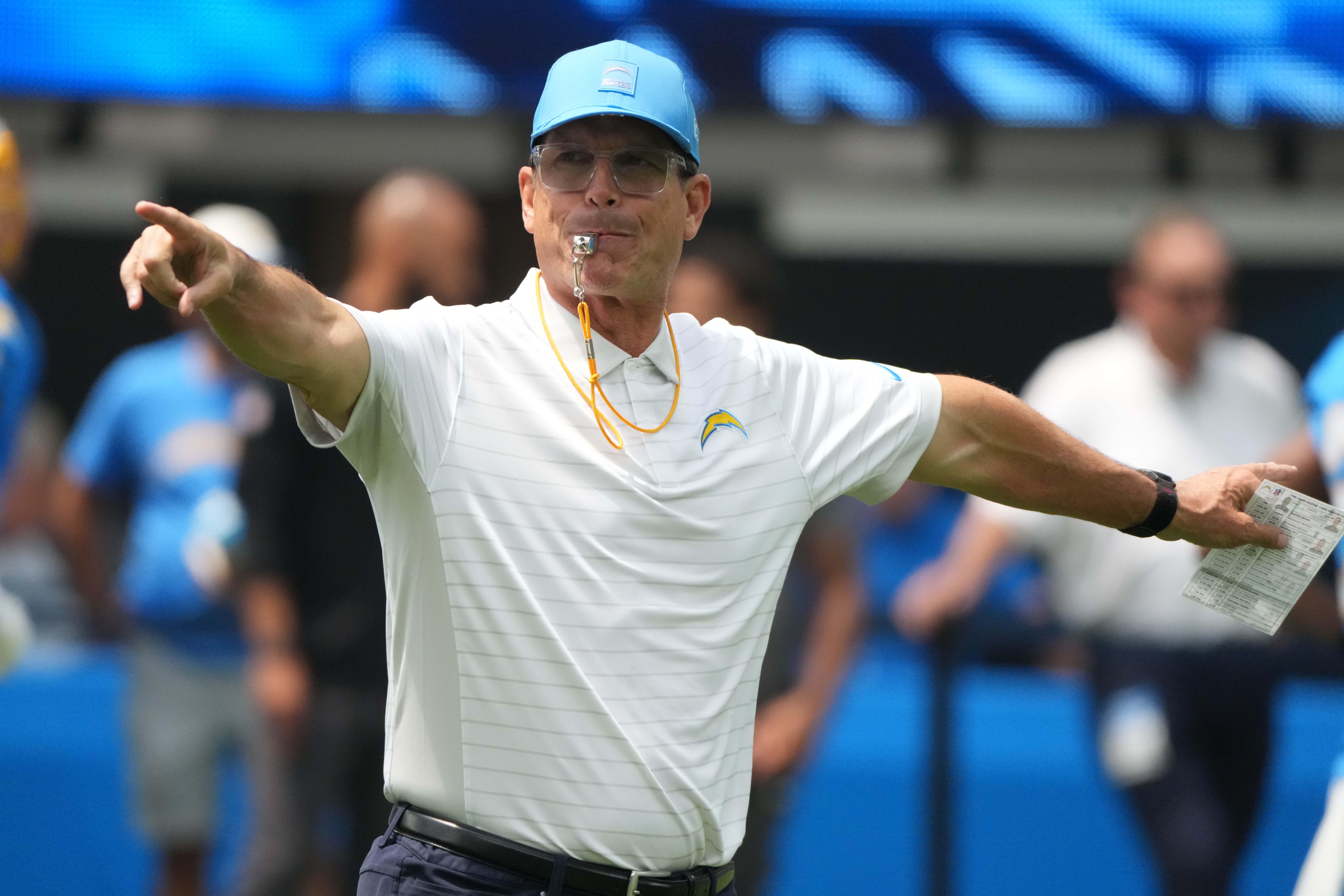 Jim Harbaugh overly hyped for recent Chargers trade