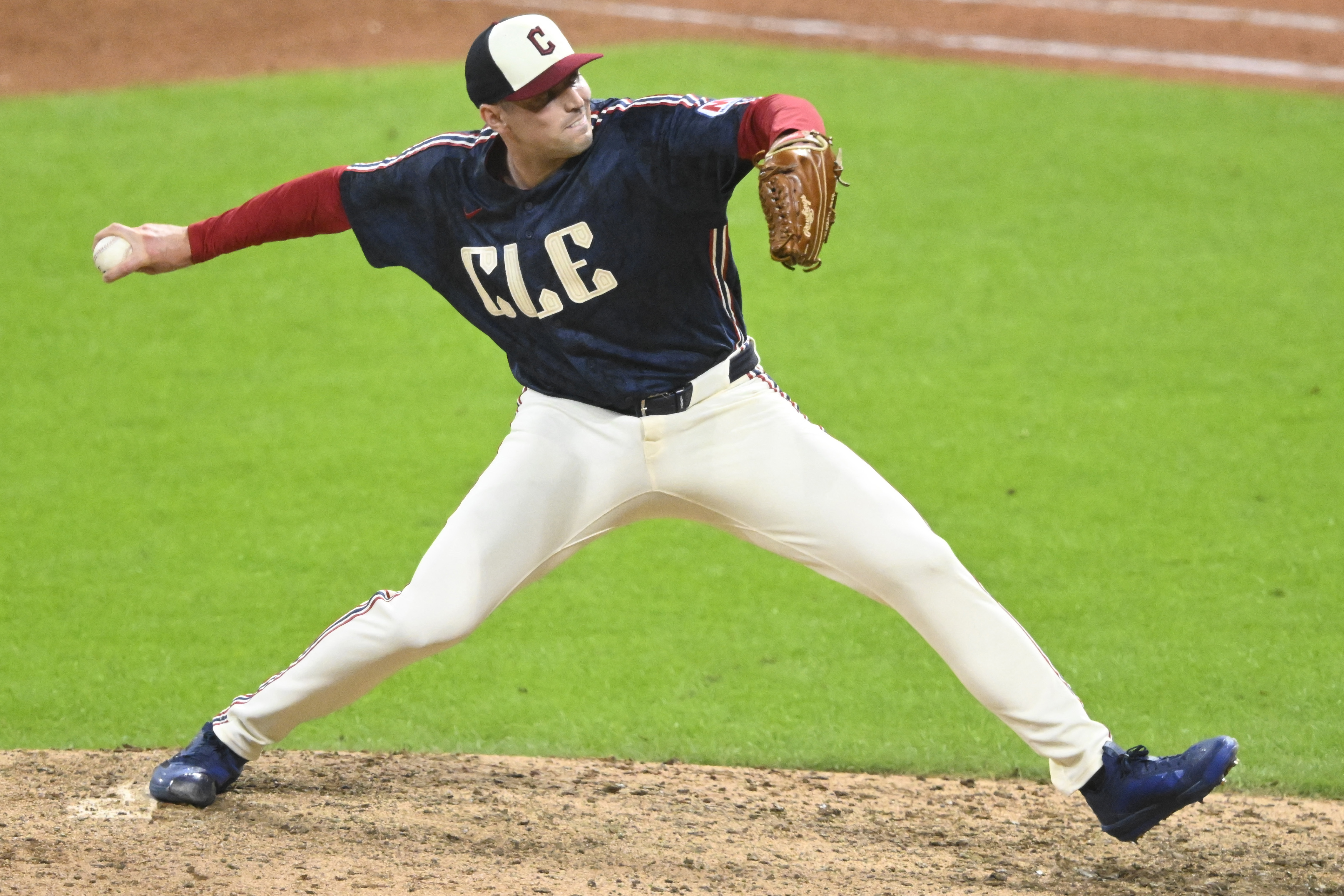 Cade Smith pitching in the ninth inning for Cleveland in 2026