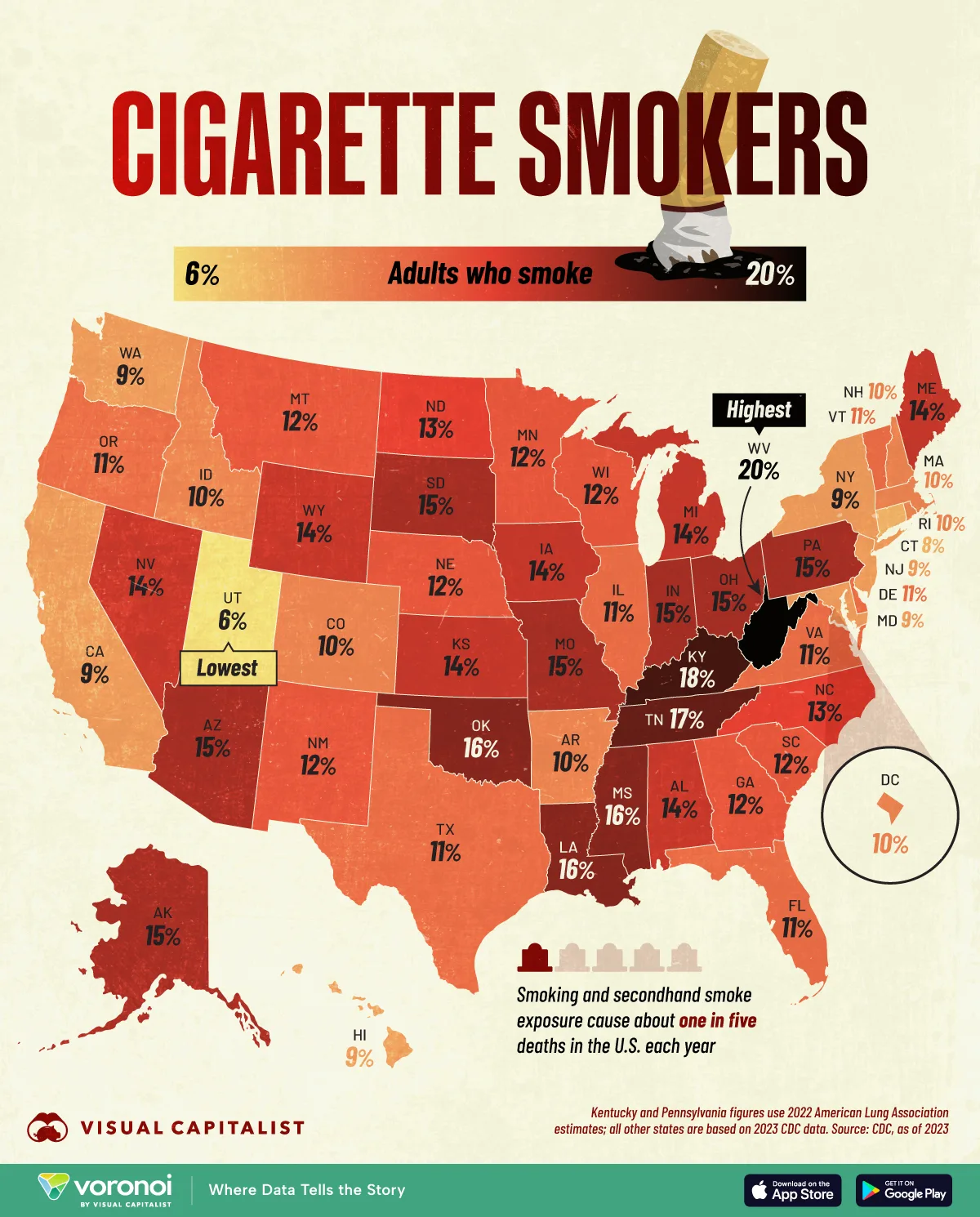 See the States With the Most—And Least—Cigarette Smokers, Mapped