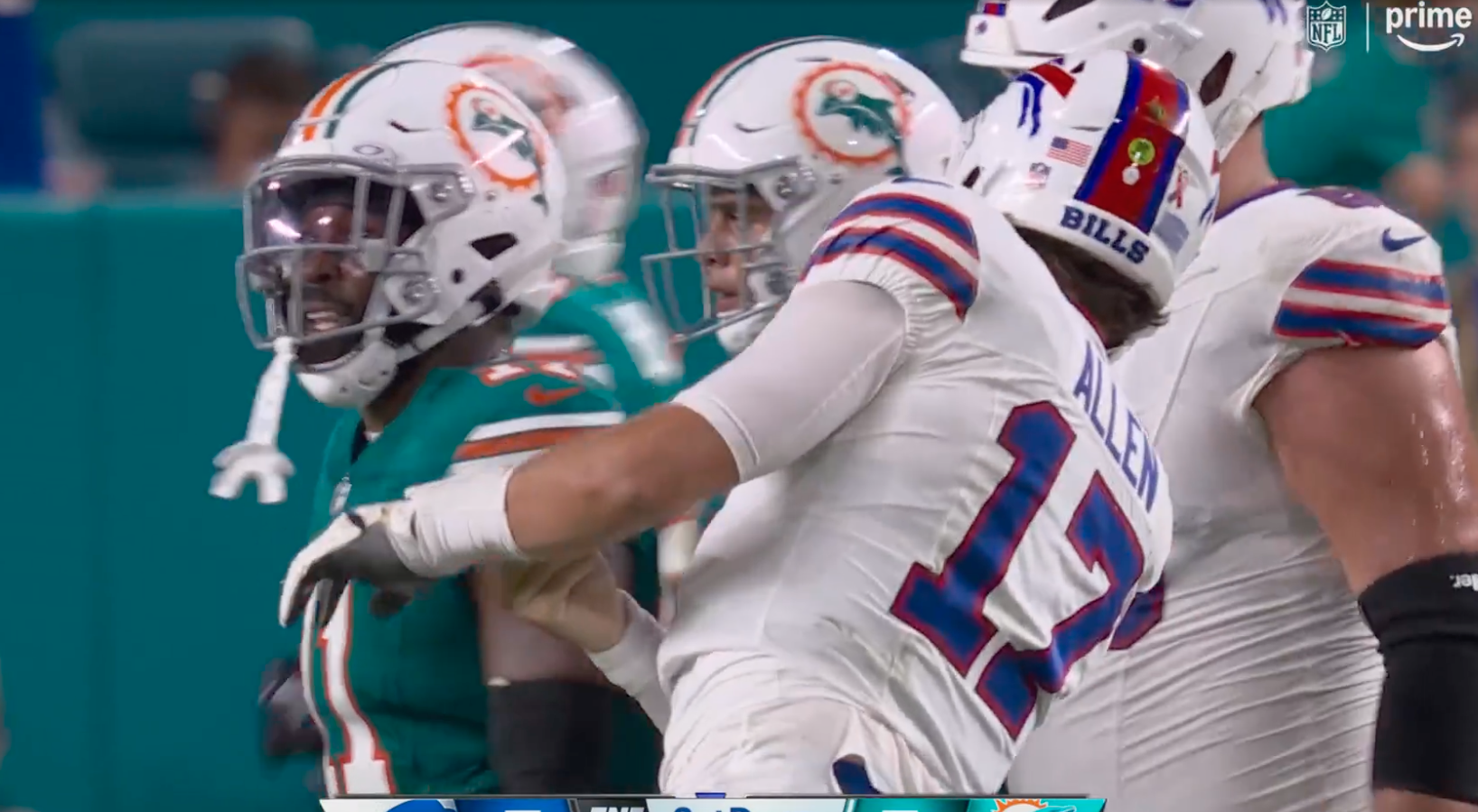 Josh Allen Mocked a Trash Talking Dolphins Defender By Checking His Name