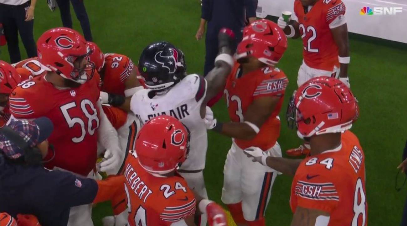 Texans Linebacker Gets Away With Obvious Punch In Ugly Sideline Scrum vs. Bears