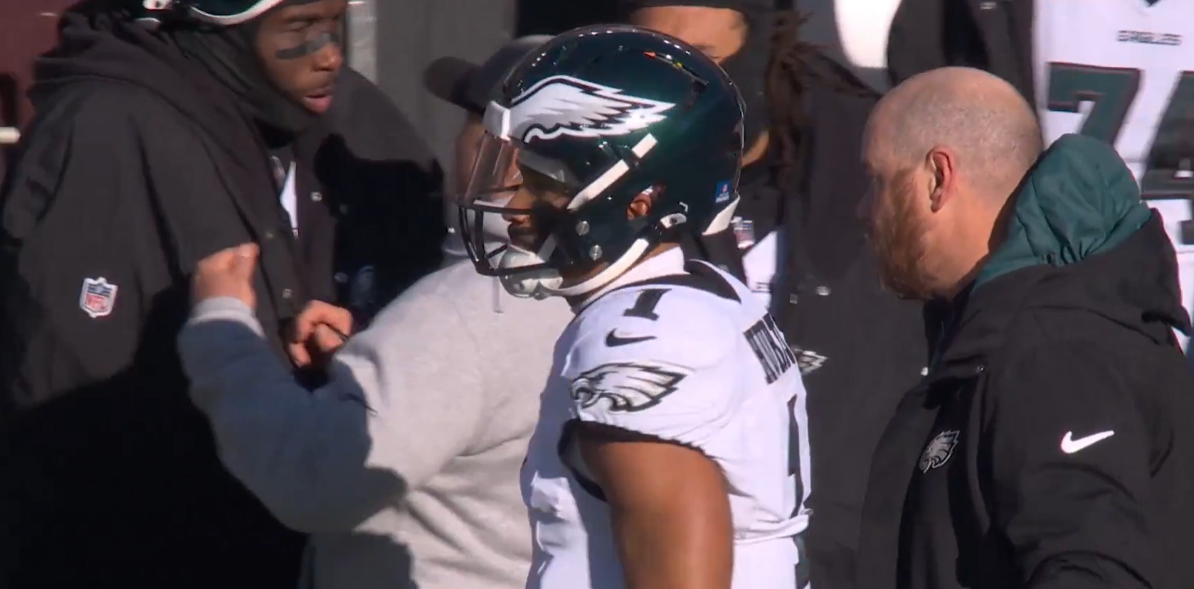 Jalen Hurts Leaves Eagles-Commanders Game After Taking Hit to the Head