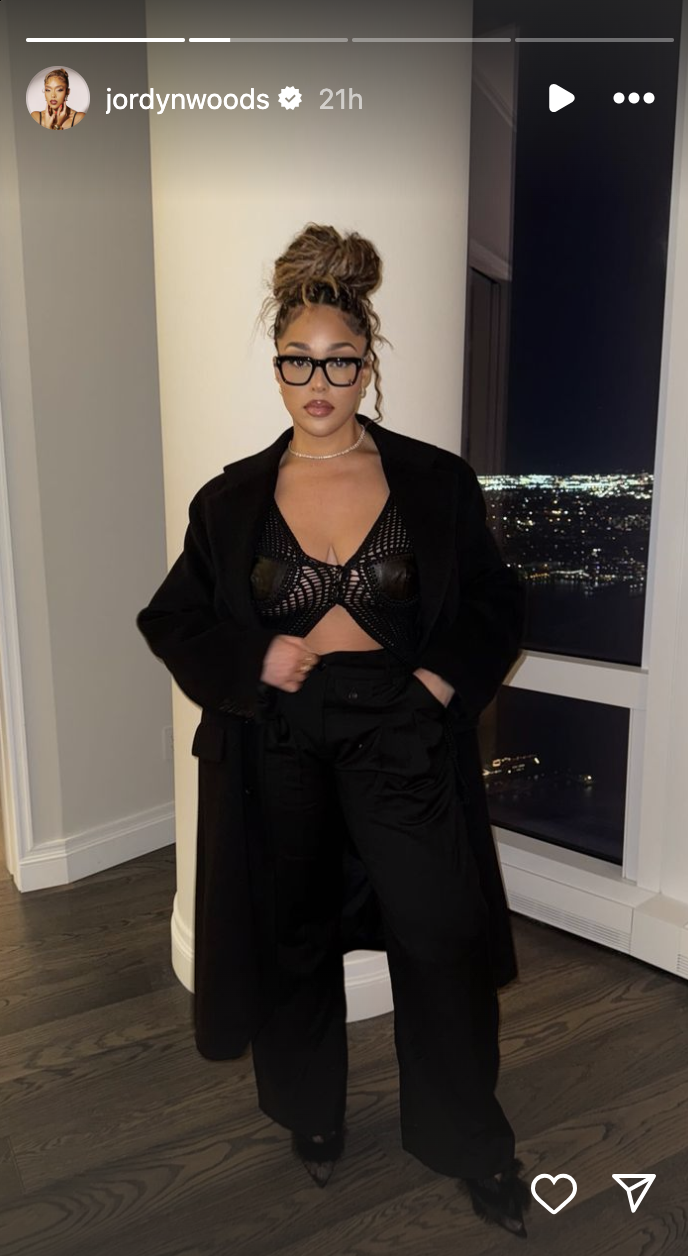 Jordyn Woods wows in sheer lingerie top for Karl-Anthony Towns UFC date  night