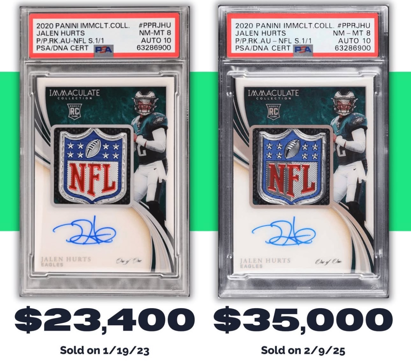 Jalen Hurts Pann Mosac Football 2020 Rooke Card PSA 9 Eagles!! #222