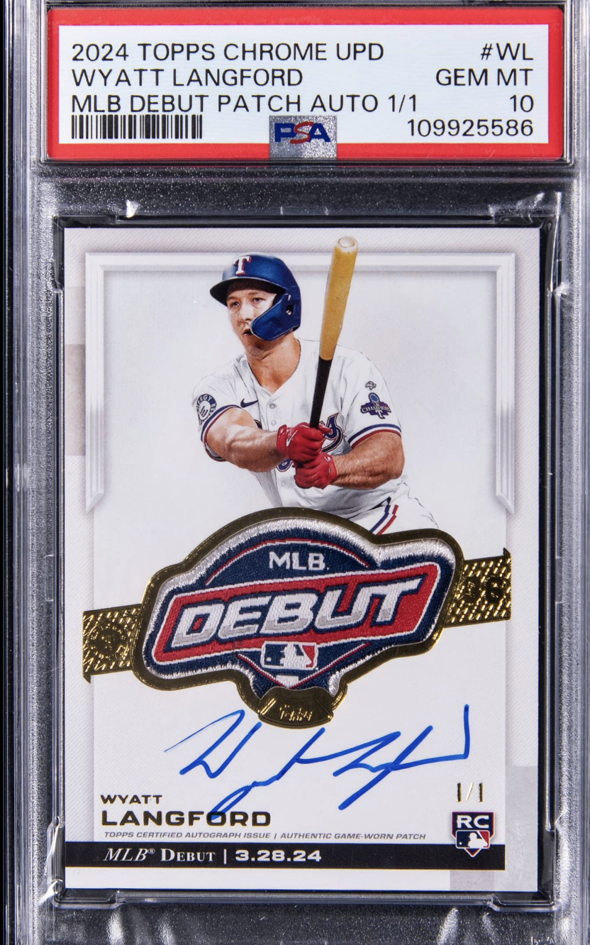 Wyatt Langford 2024 MLB Debut Patch 1/1 Card Sells For Six Figures