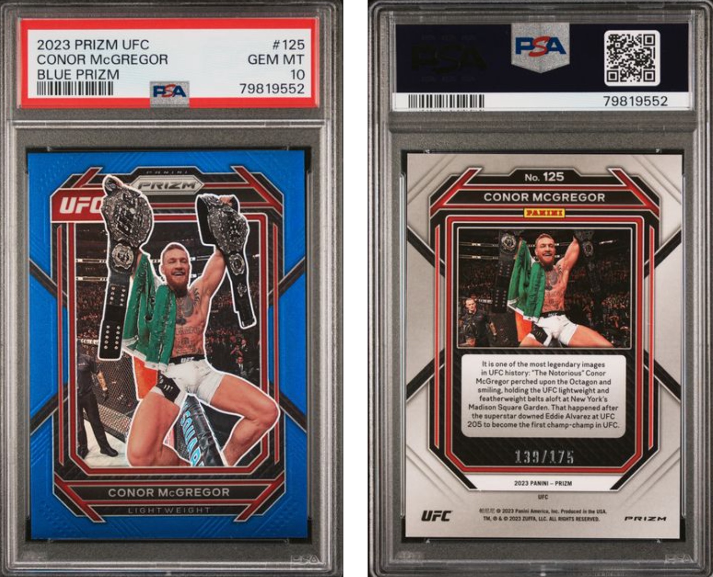 Carte Panini UFC 246 Conor McGregor Avec Sang Réel - Édition Limitée 05/49 - 2022