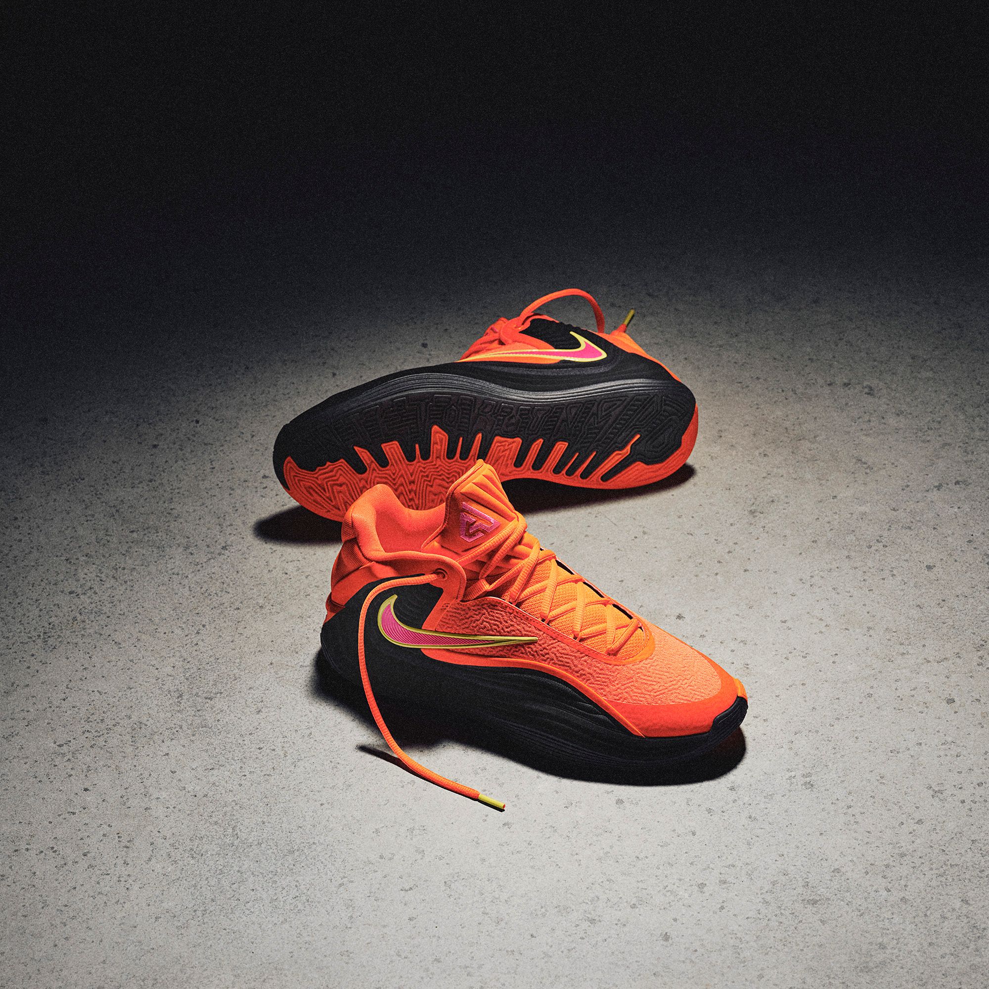 orange black basketball shoes