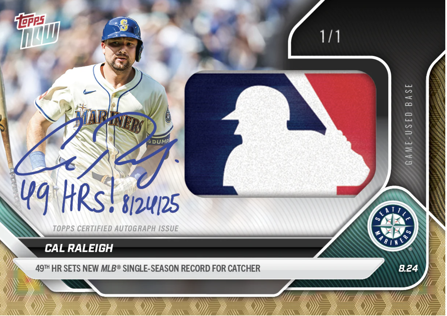 Cal Raleigh sets Home Run Record and earns Topps NOW Card