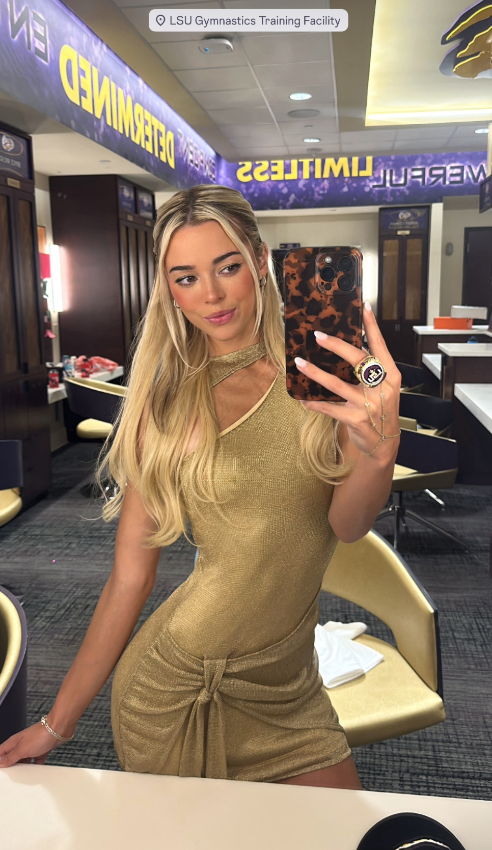Livvy Dunne stuns in LSU gold minidress for Tigers' win over Florida Livvy Dunne stuns in LSU gold minidress for Tigers' win over Florida