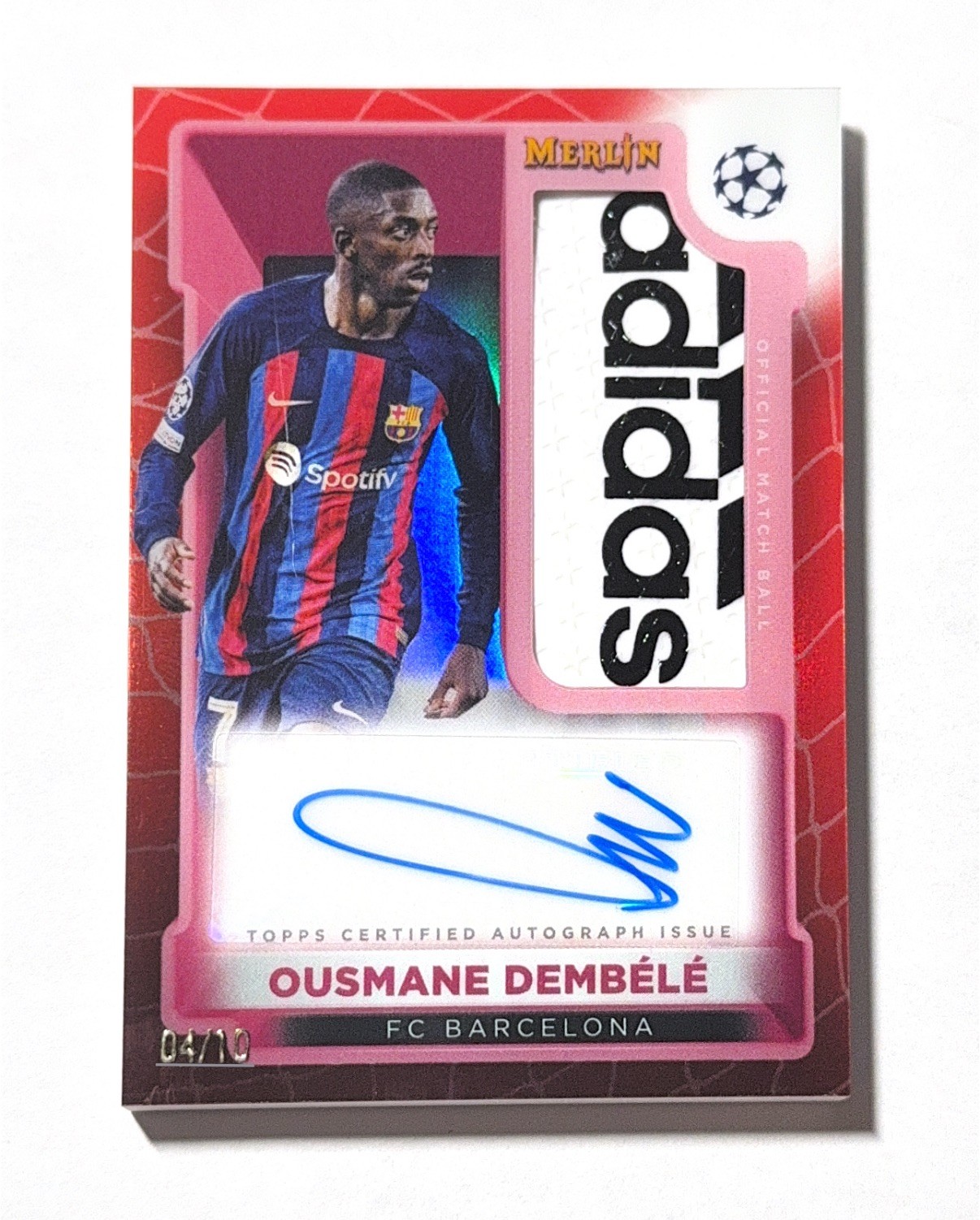 Topps Match Ball Auto デンベレ DEMBELE 直筆サイン 2022-23 Topps Chrome Merlin UCL Barcelona Autograph