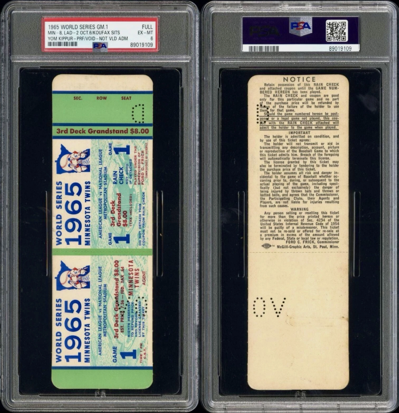 7/24 ワニパチチケット Sandy Koufax 1965 Vintage Sports Ticket Stubs for sale | eBay