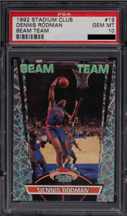 Three important Dennis Rodman cards from the Pistons