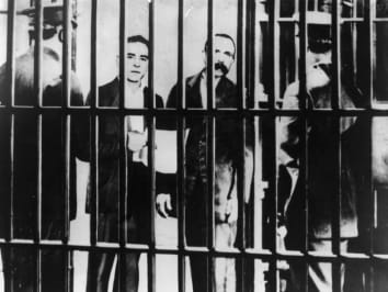 A photoillustration of Italian anarchists Nicola Sacco and Bartholomeo Vanzetti in jail before their execution in 1927.